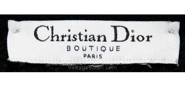 Size 8 Designer Knit Top - ca. 1980 Black Christian Dior Sleeveless Sweater - Paris Boutique - Feels Like Angora - Fall - Bust 37 - 34134