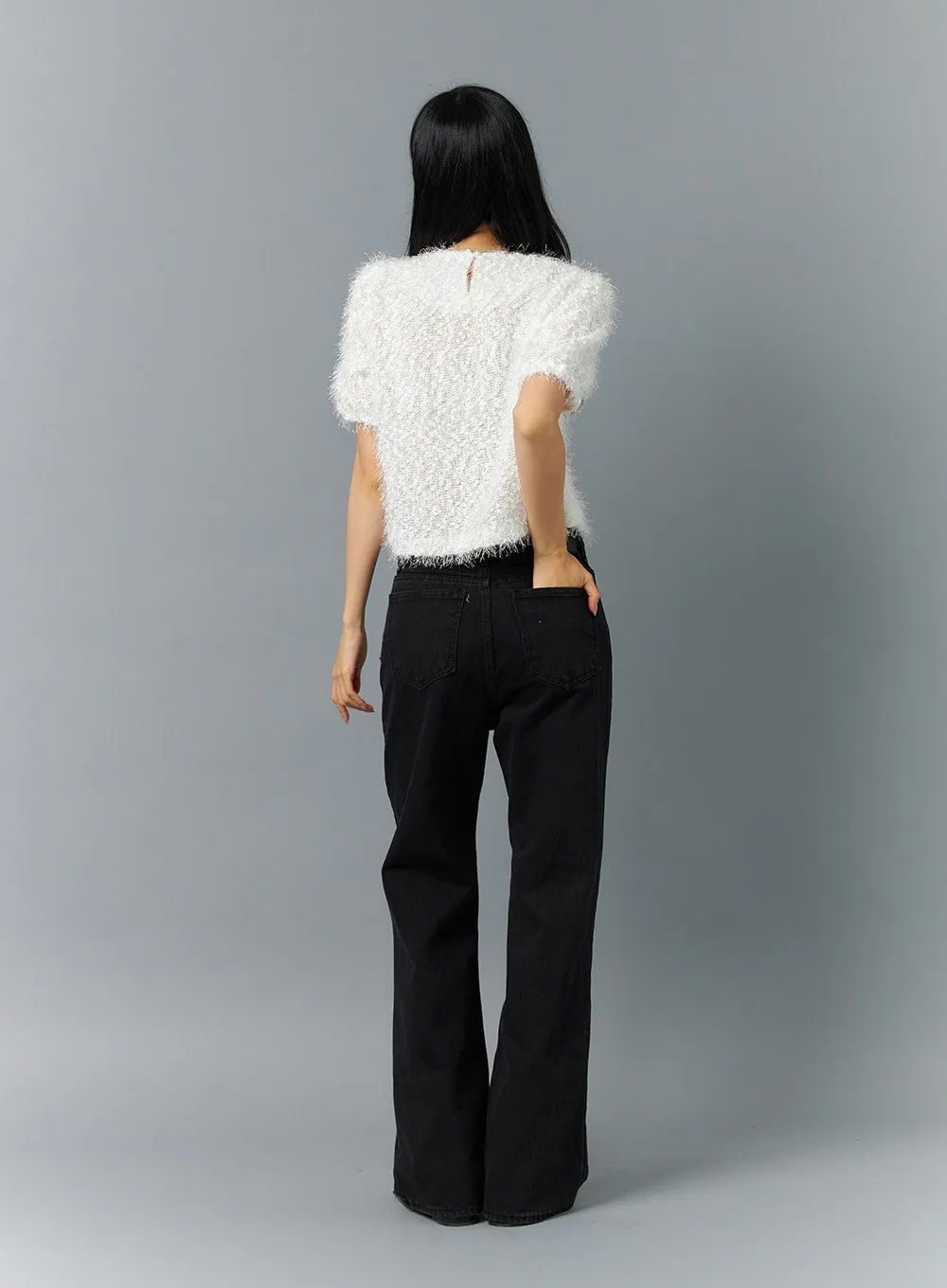 Textured Short Sleeve Knit Sweater ON320