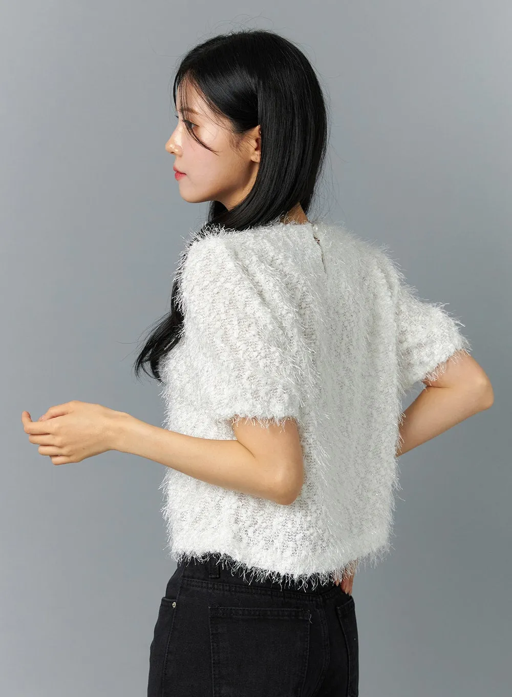 Textured Short Sleeve Knit Sweater ON320