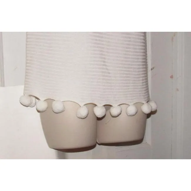 Trina Turk White With Textured Design And Pom Pom Accents At The Hem And Hood Top