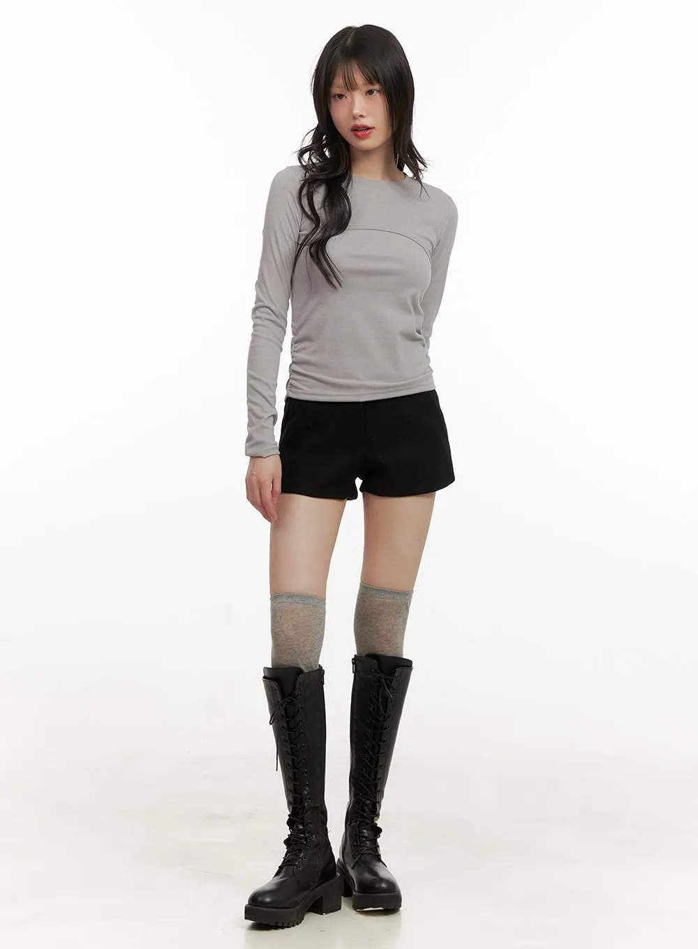 Wool Blend Low-Waist Shorts CJ506
