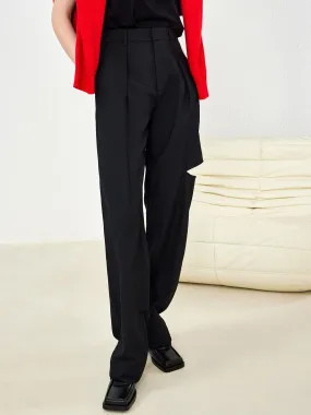 Wool Blend Ripped Suit Pants